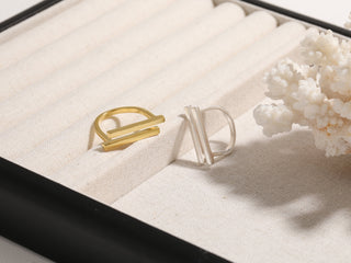 18K Gold or Silver Double Bar Statement Ring