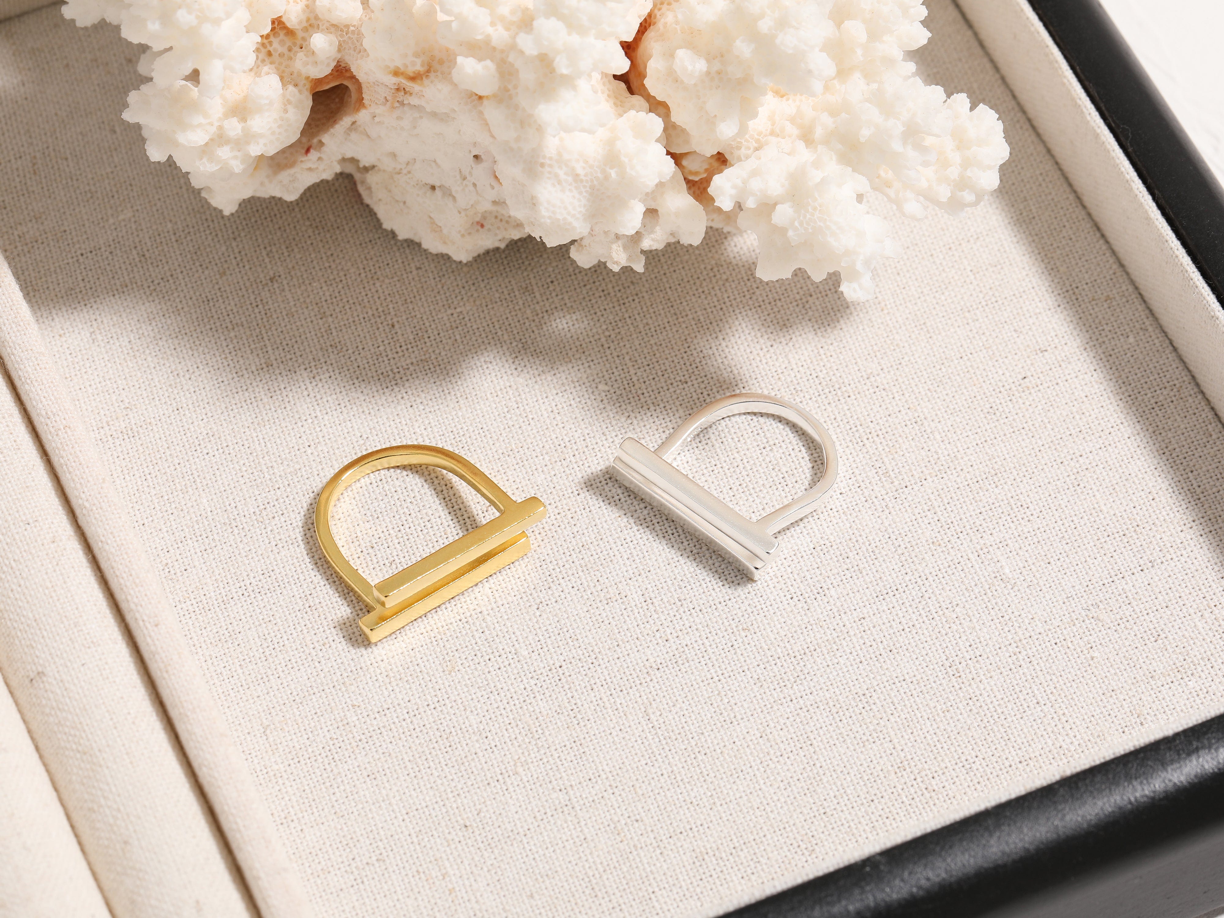 18K Gold or Silver Double Bar Statement Ring