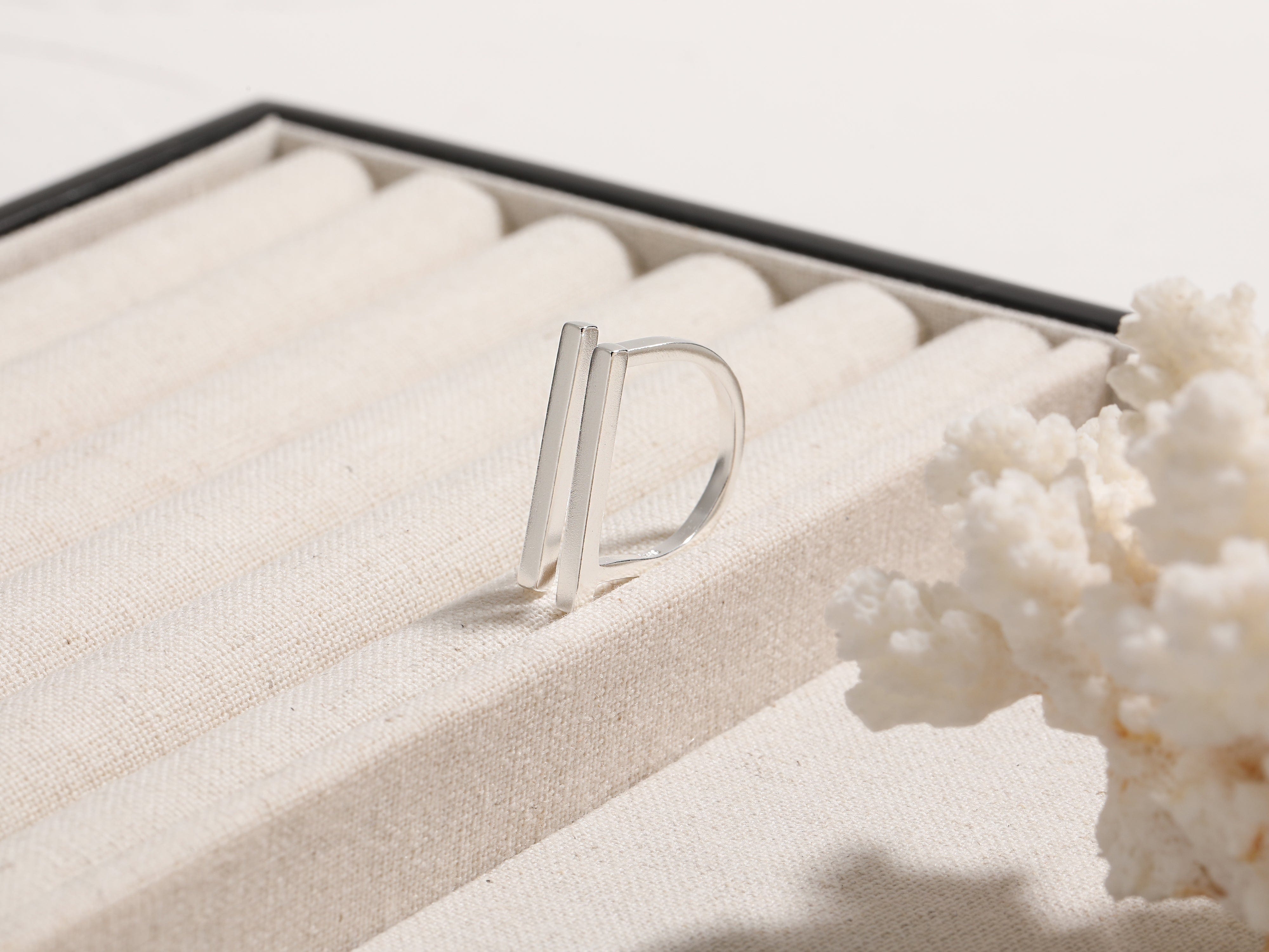 18K Gold or Silver Double Bar Statement Ring