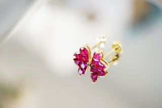 14K Gold Ruby Love Heart Stud Earrings