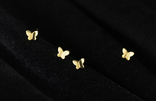 Gold and Silver Tiny Butterfly Stud Earrings
