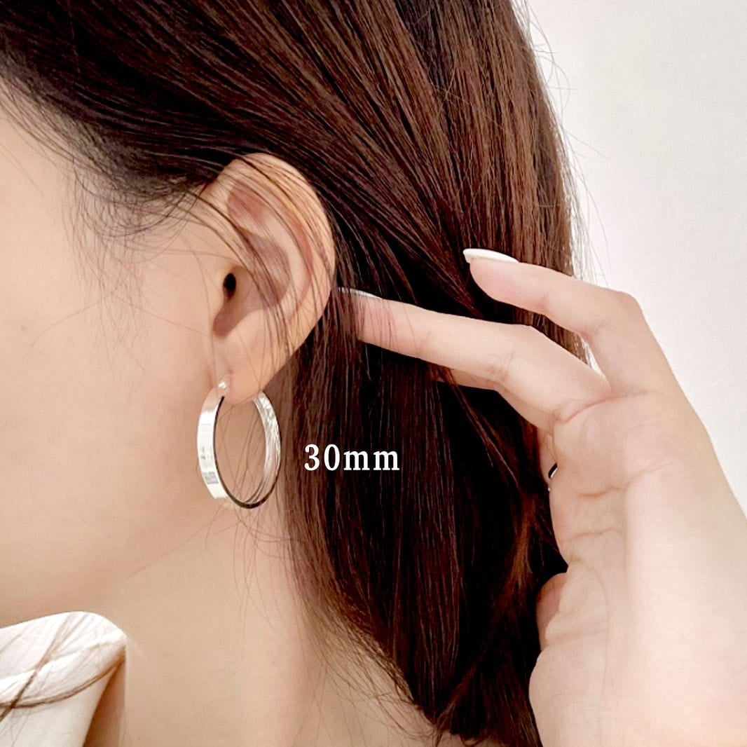 Sterling Silver Flat Wide Hoop Earrings