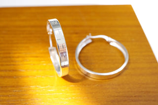 Sterling Silver Flat Wide Hoop Earrings