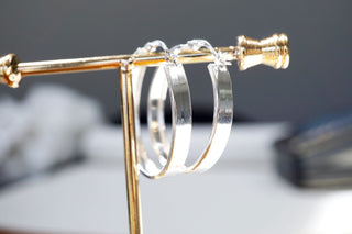 Sterling Silver Flat Wide Hoop Earrings