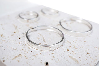 Sterling Silver Flat Wide Hoop Earrings