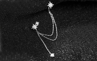 Single Celestial Star Chain Earring in Sterling Silver