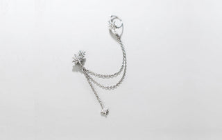 Single Celestial Star Chain Earring in Sterling Silver