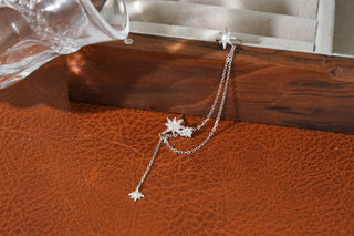 Single Celestial Star Chain Earring in Sterling Silver