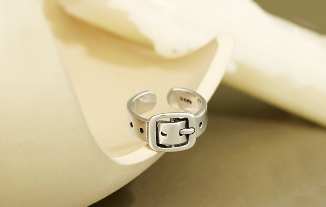 Sterling Silver Mini Belt Buckle Ring