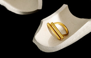 18K Gold or Silver Double Bar Statement Ring