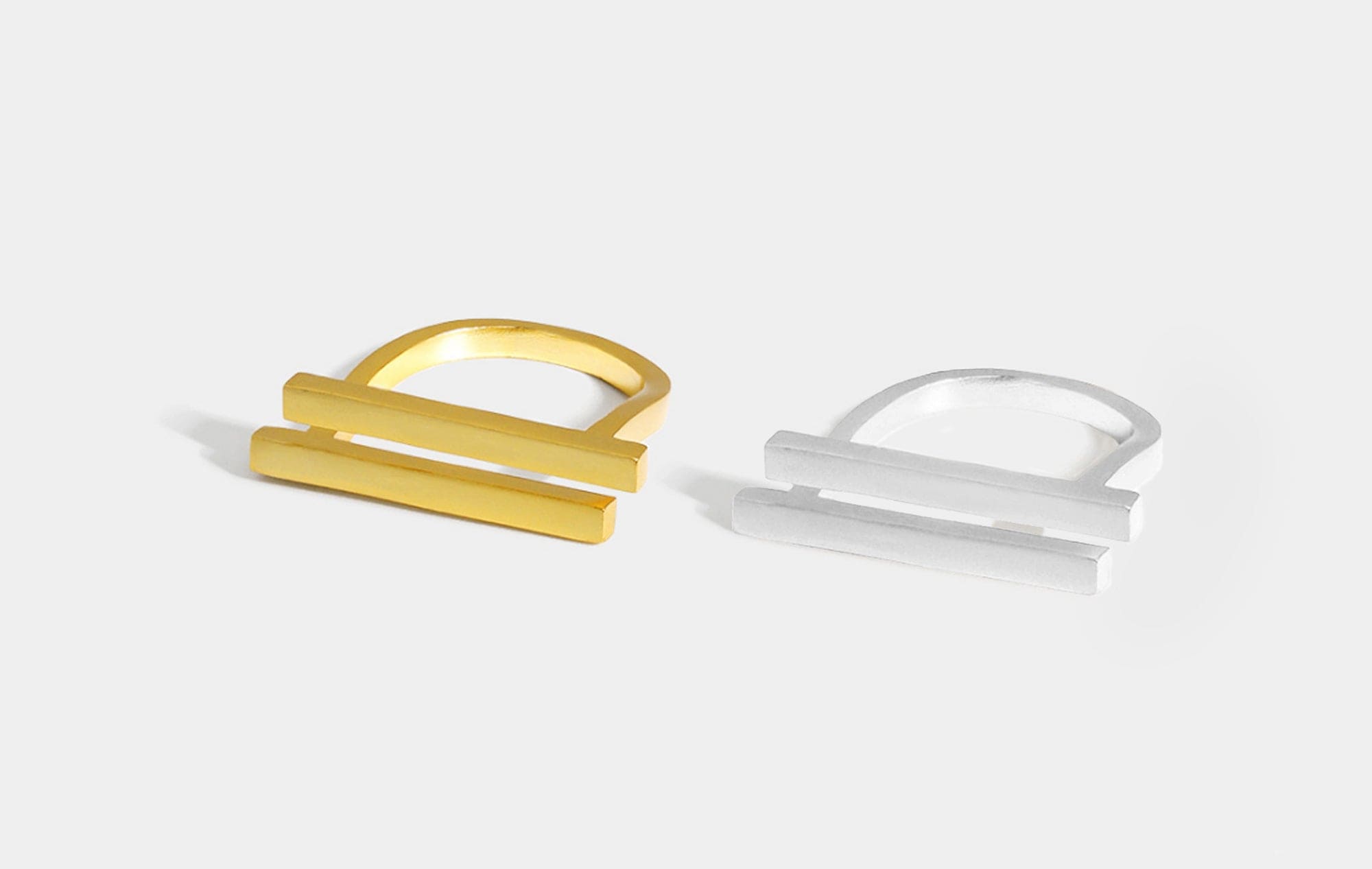 18K Gold or Silver Double Bar Statement Ring